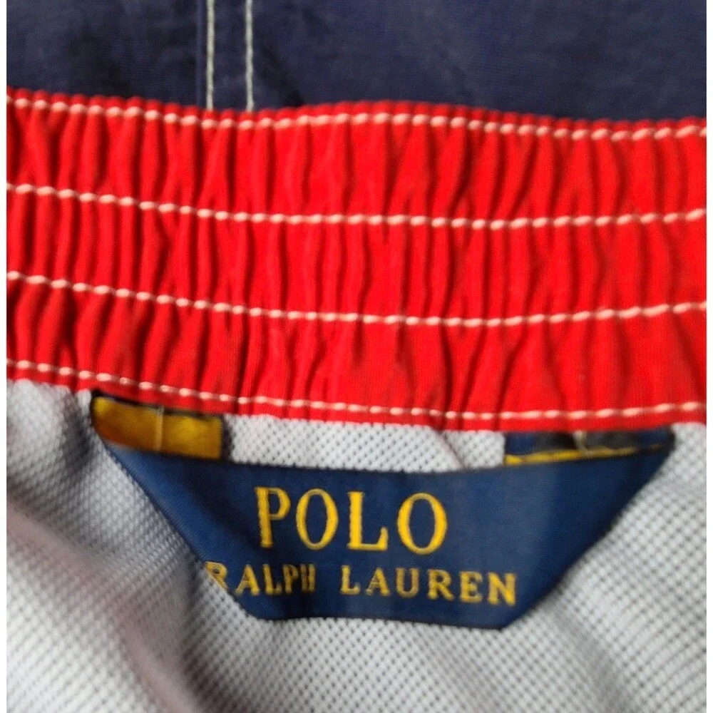 Polo Ralph Lauren Swim Trunks Mens L Blue Board Shorts Cargo Drawstring Blue